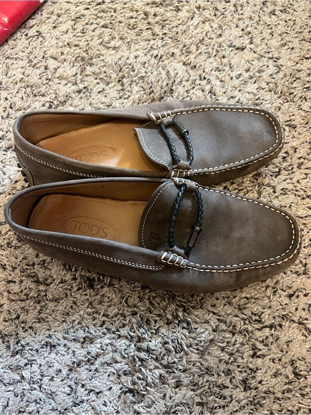 Tod's Brown Leather Moccasin Driving Loafers with Braided Bit